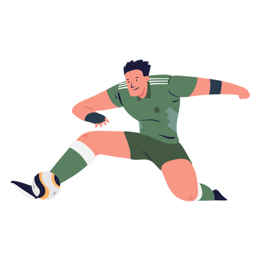 Ilustración de jugador de fútbol masculino pateando pelota Diseño PNG