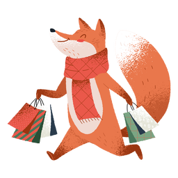 Ilustración linda del zorro de compras Diseño PNG