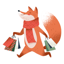 Shopping fox ilustração fofa Transparent PNG