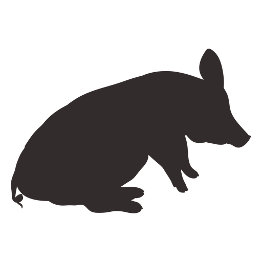Sitzende Seitenansicht Schwein Silhouette PNG-Design