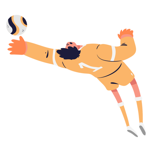 Goleiro de futebol tentando pegar a bola