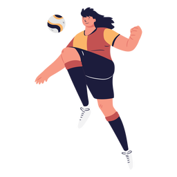 Personaje de jugador de fútbol controlando el balón. Diseño PNG