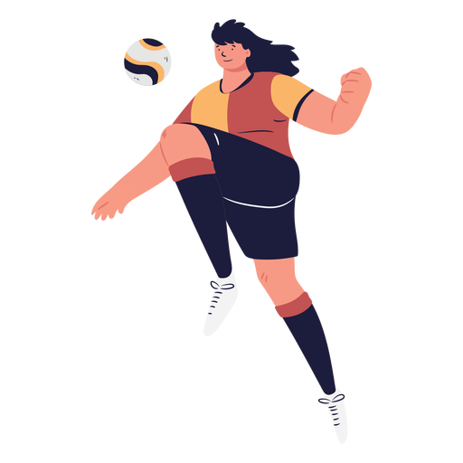 Personaje de jugador de fútbol controlando el balón. Diseño PNG