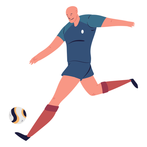 Jugador de fútbol patear pelota carácter Diseño PNG