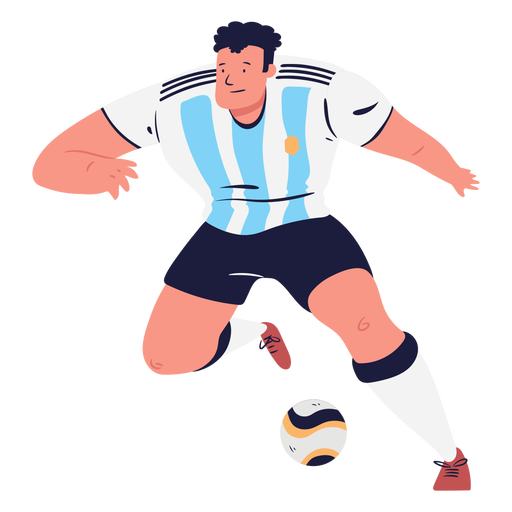Soccer player male character and ball PNG Design