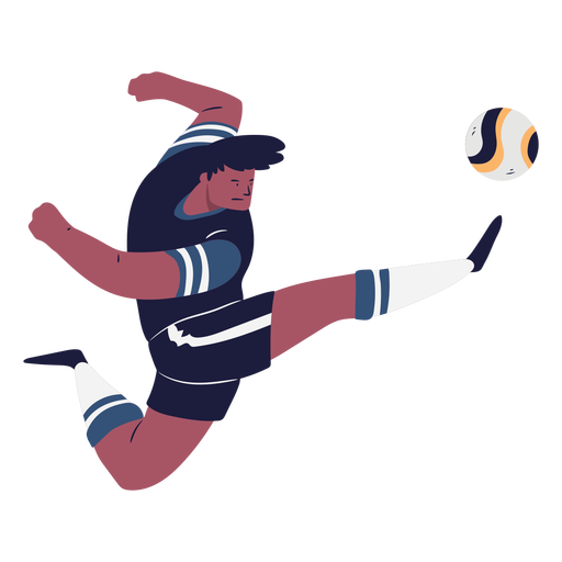 Soccer player male kicking ball PNG Design