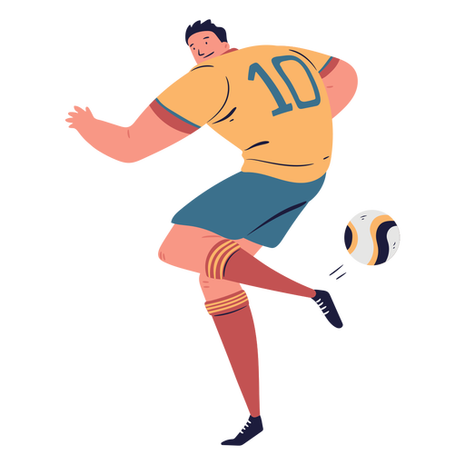 Jogador de futebol passando personagem de bola Desenho PNG
