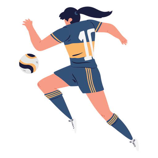 Mujer futbolista persiguiendo la pelota Diseño PNG