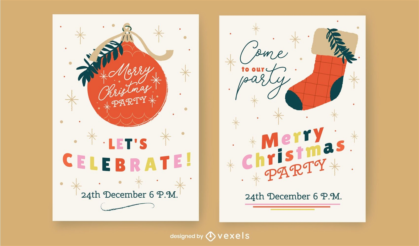 Christmas party card template set