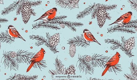Christmas birds pattern design Christmas birds pattern design