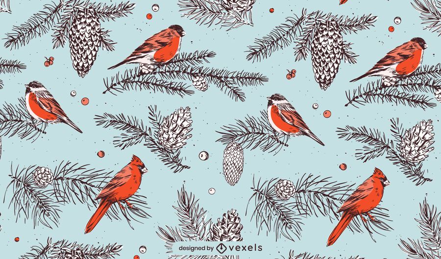 Christmas birds pattern design Christmas birds pattern design