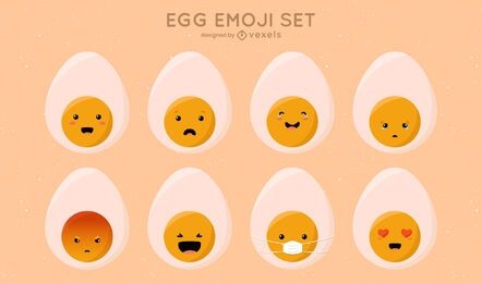 Lindo juego de emoji de huevo