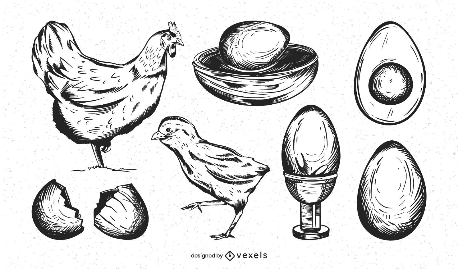 Pacote de design de fazenda de ovo desenhado ? m?o