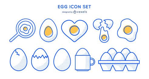 Egg stroke icon set