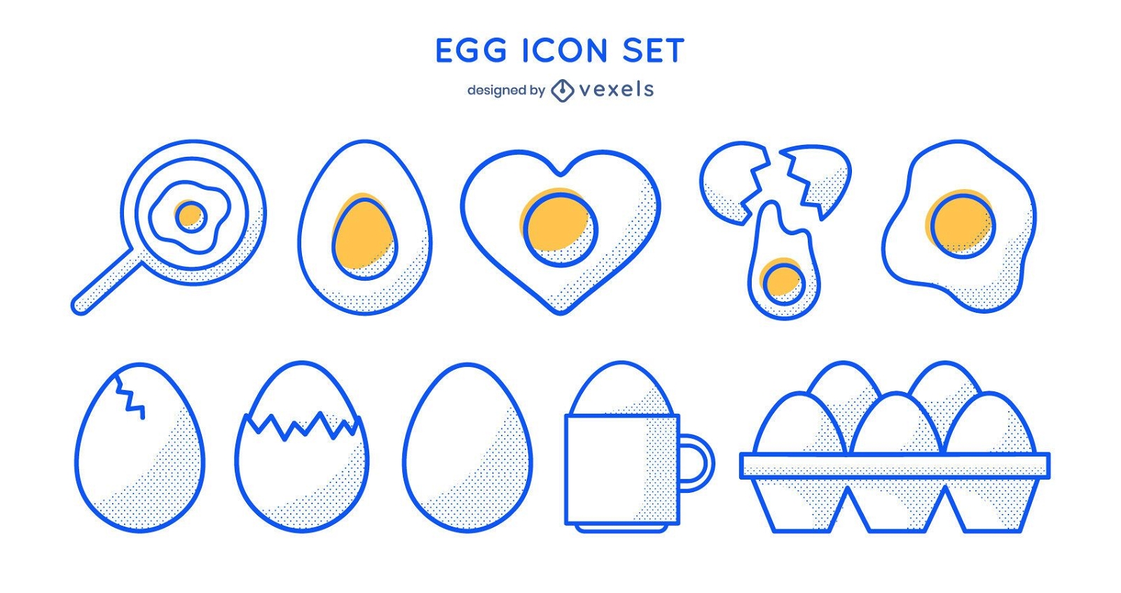 Conjunto de iconos de trazo de huevo