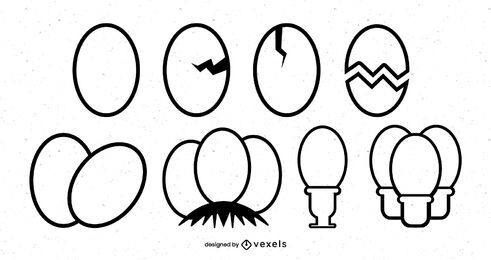 Conjunto de ícones de derrame de ovo cozido