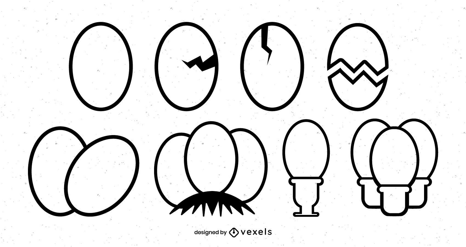 Conjunto de iconos de trazo de huevo duro