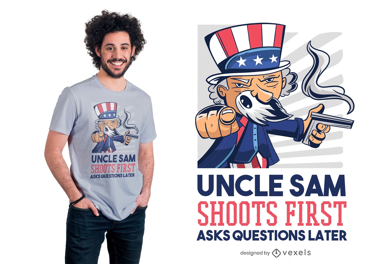 Uncle Sam Shoots First T-shirt Design
