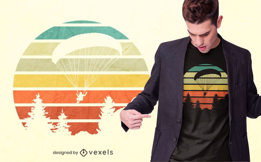 Design de camisetas do pôr do sol de parapente Design de camisetas do pôr do sol de parapente