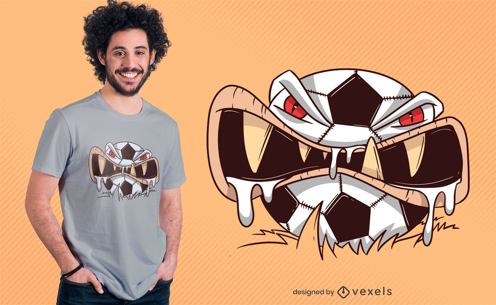 Mad soccer ball t-shirt design