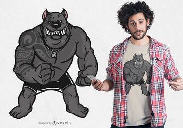 Diseño de camiseta de pitbull musculoso