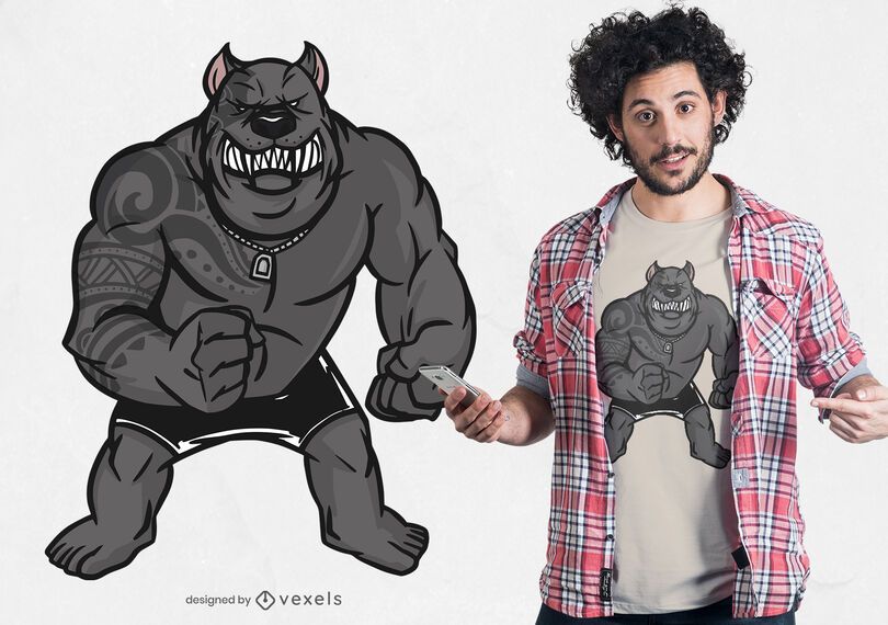 Diseño de camiseta muscular pitbull Diseño de camiseta muscular pitbull