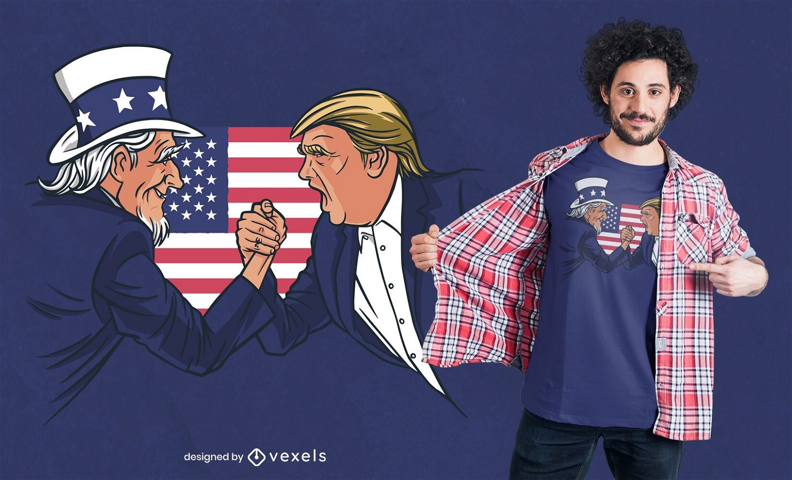 Design de camisetas do Tio Sam e Trump