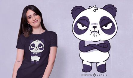 Diseño de camiseta de panda enojado