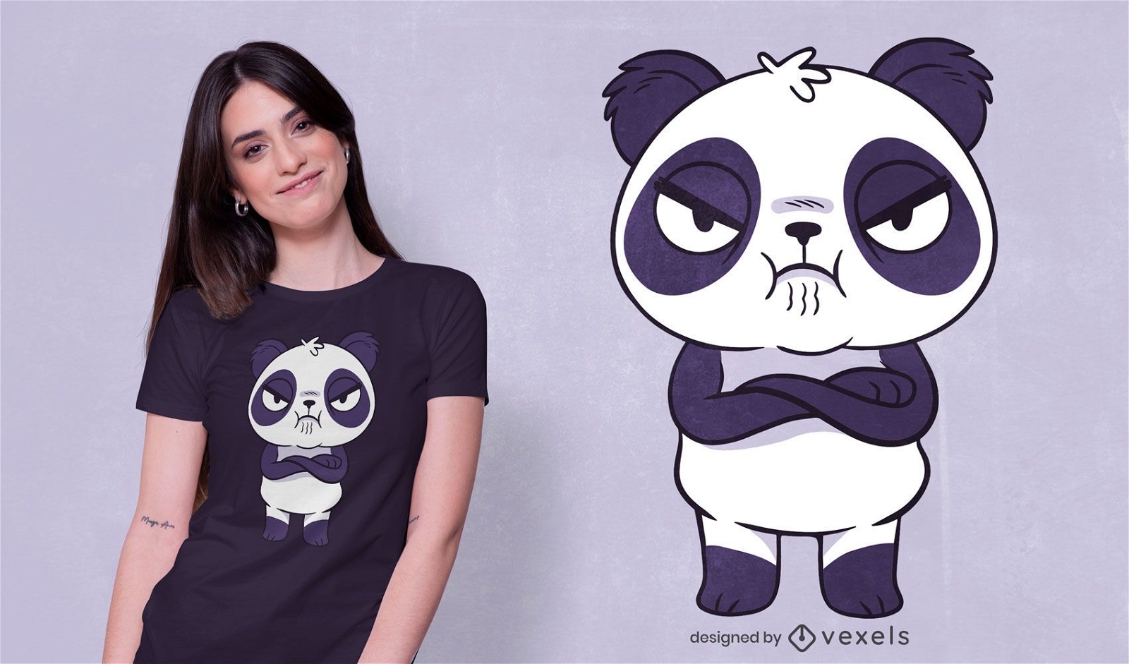 Design de camiseta do panda zangado