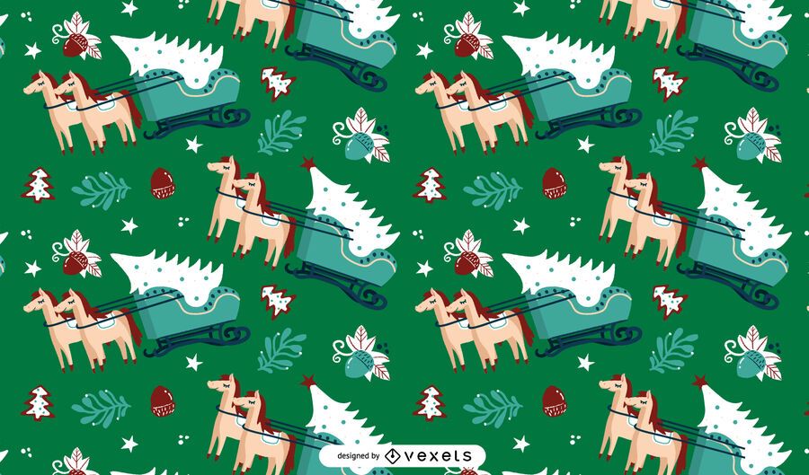 Design de padrão de árvore de Natal de trenó Design de padrão de árvore de Natal de trenó