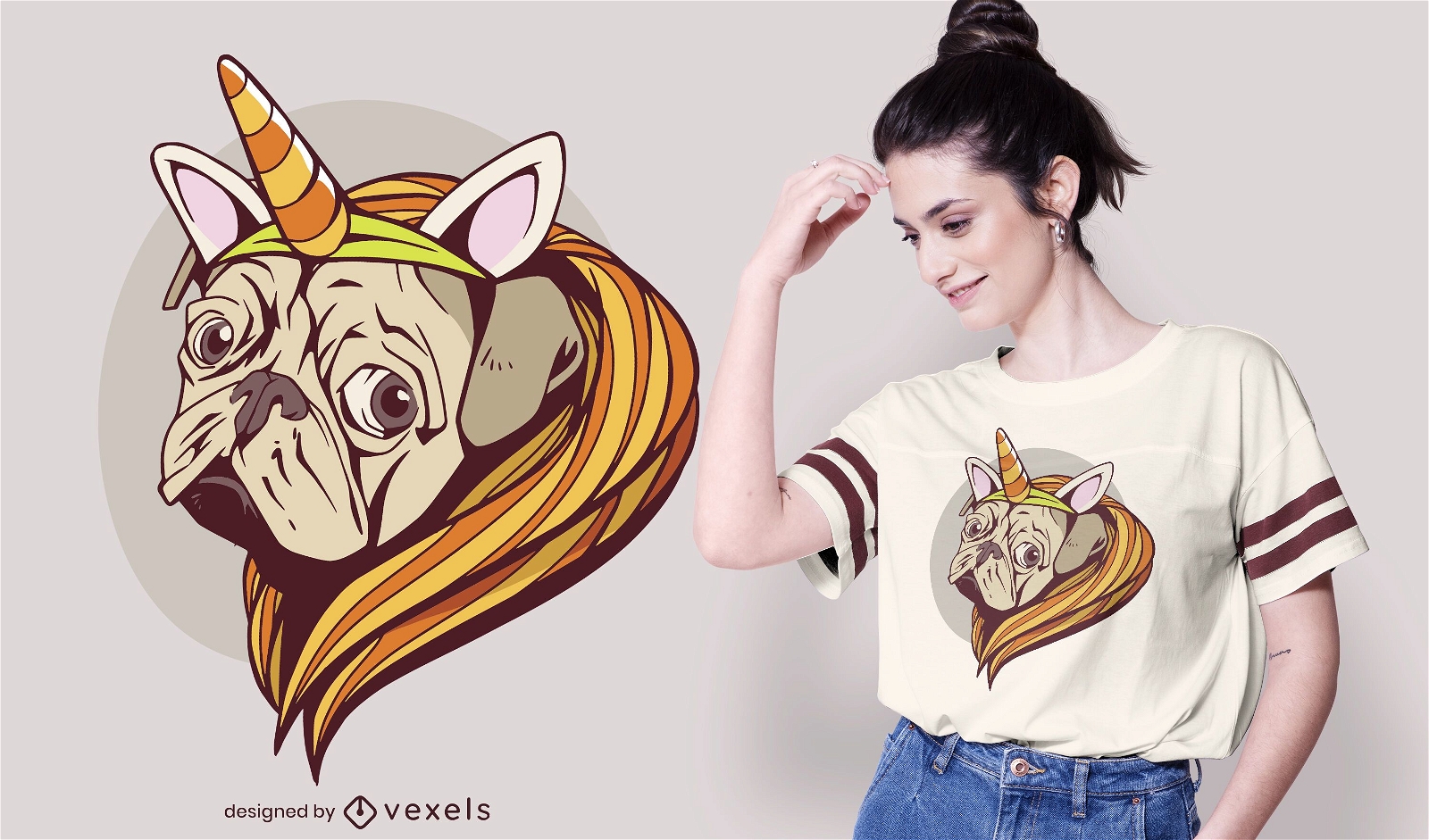 Design de t-shirt Unicorn pug