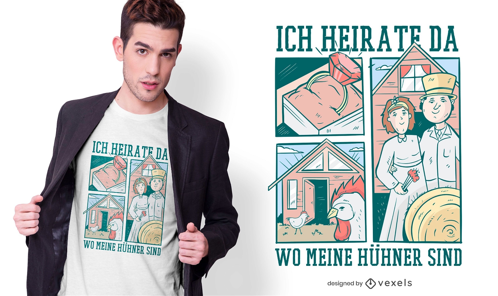 Heiraten Sie Huhn deutsches T-Shirt Design