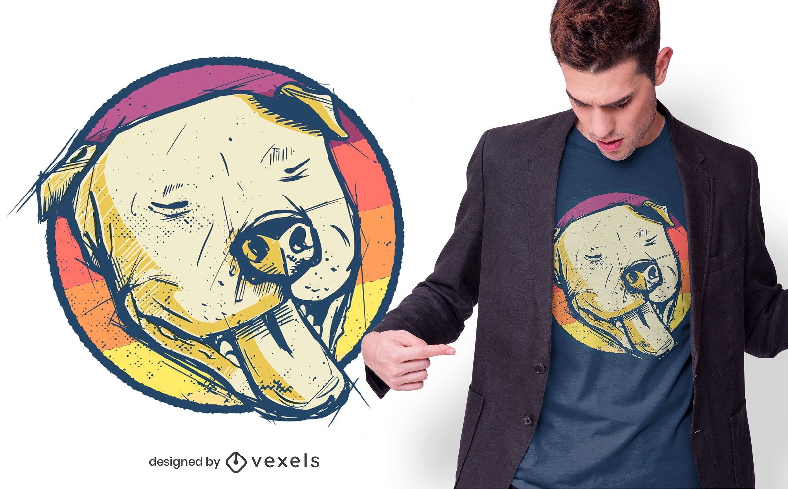 Pitbull Hand gezeichnetes T-Shirt Design