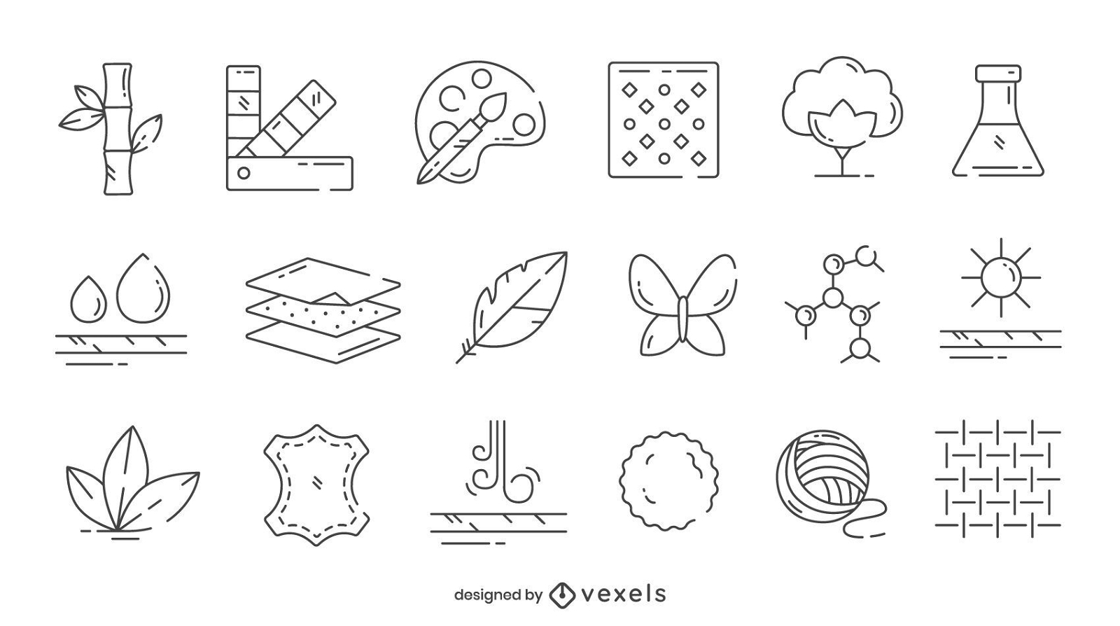 Paquete de iconos de producción de telas