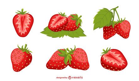 Strawberry detailed illustration set
