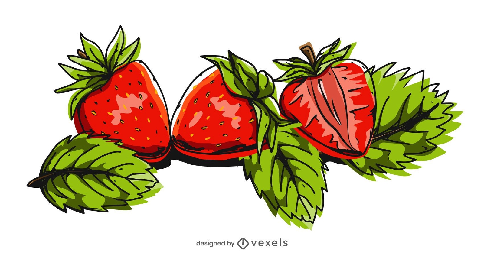 Erdbeer-Illustrations-Design-Set
