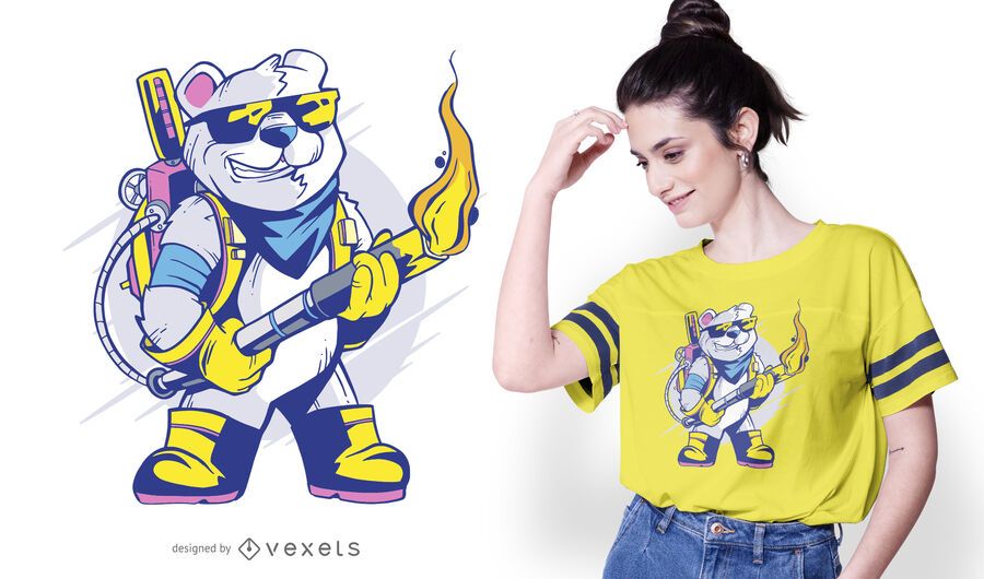 Bear flamethrower t-shirt design Bear flamethrower t-shirt design