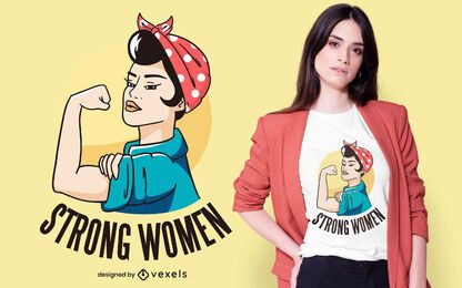 Diseño de camiseta de mujer fuerte. Diseño de camiseta de mujer fuerte.