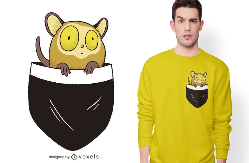 Design de t-shirt com bolso Tarsier Design de t-shirt com bolso Tarsier