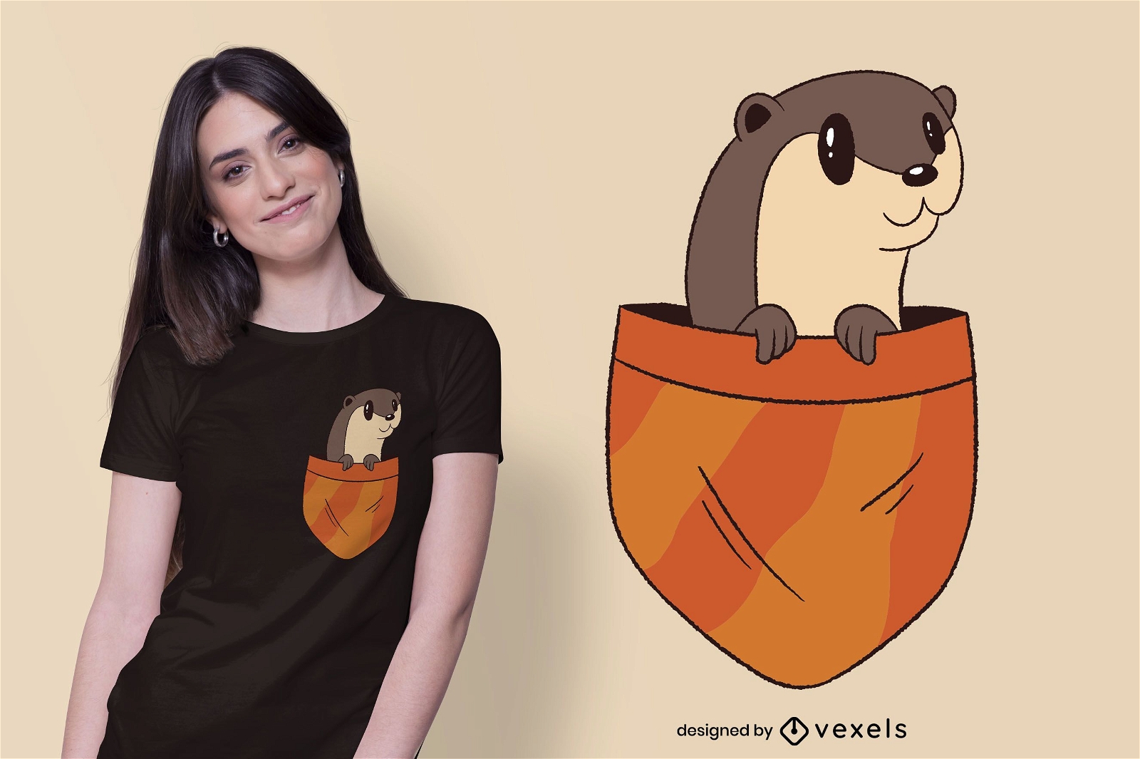 Design de t-shirt com bolso lontra