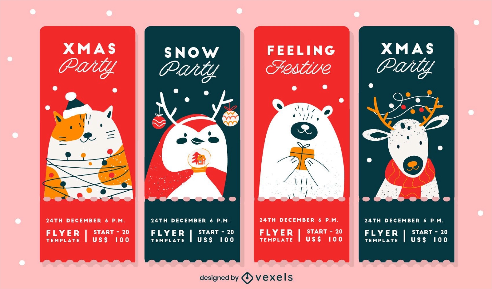 Pacote de Design de Cartões para Festa de Natal