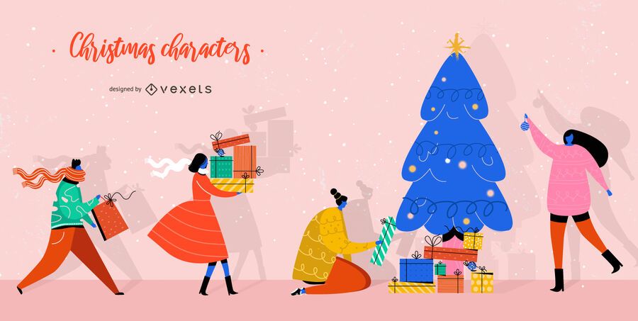 Conjunto de caracteres de presentes de Natal Conjunto de caracteres de presentes de Natal
