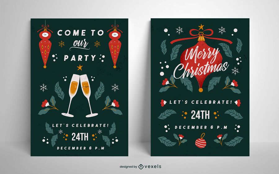 Cartaz de festa de Natal conjunto modelo Cartaz de festa de Natal conjunto modelo