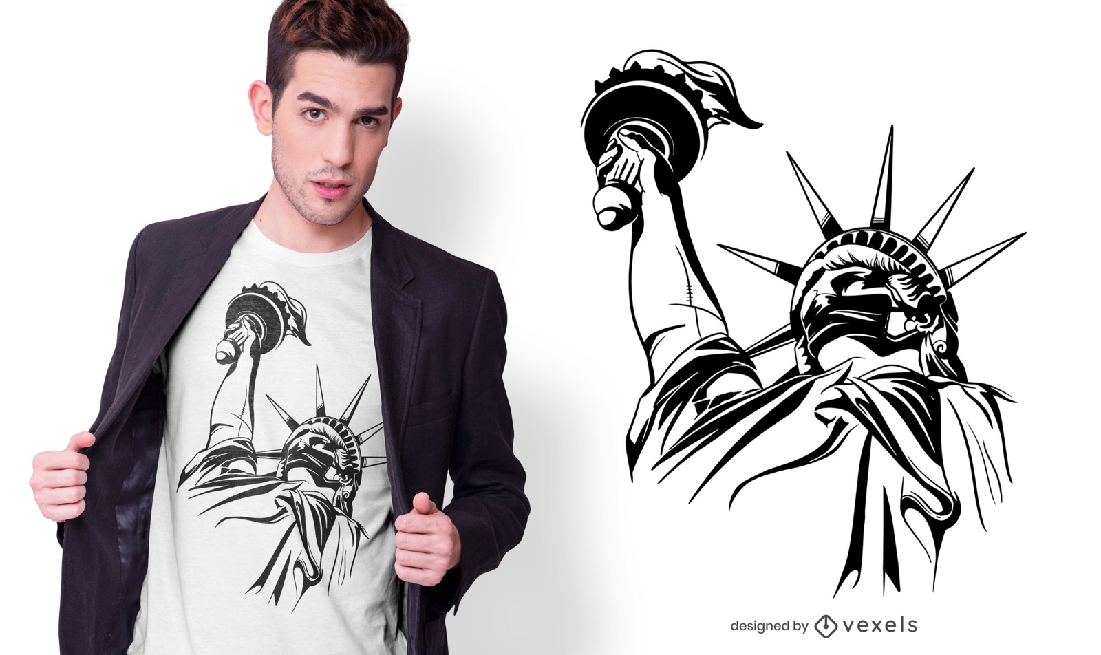 Design de camiseta com m?scara facial Lady Liberty
