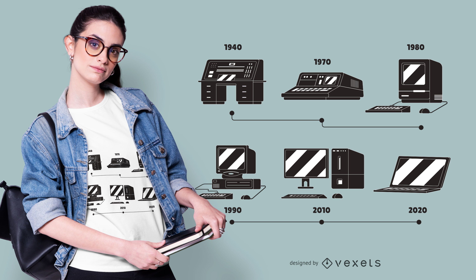 Diseño de camiseta Computer Timeline