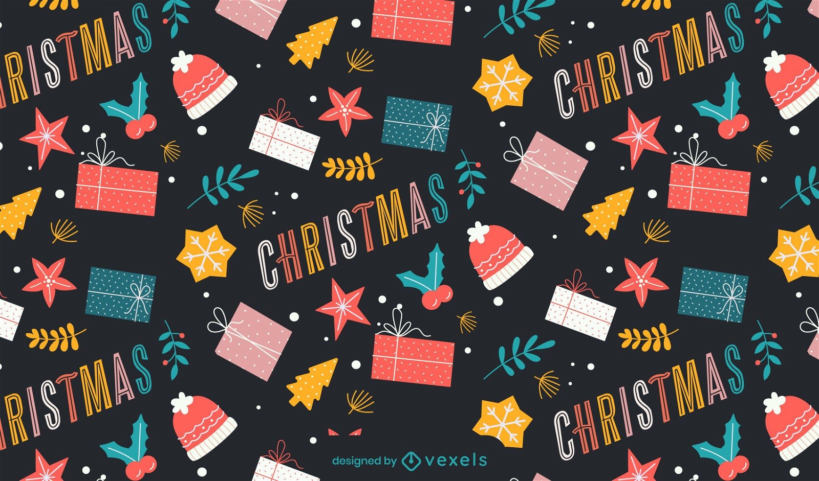 Colorful christmas presents pattern design