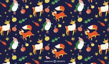Diseño de patrón de animales navideños