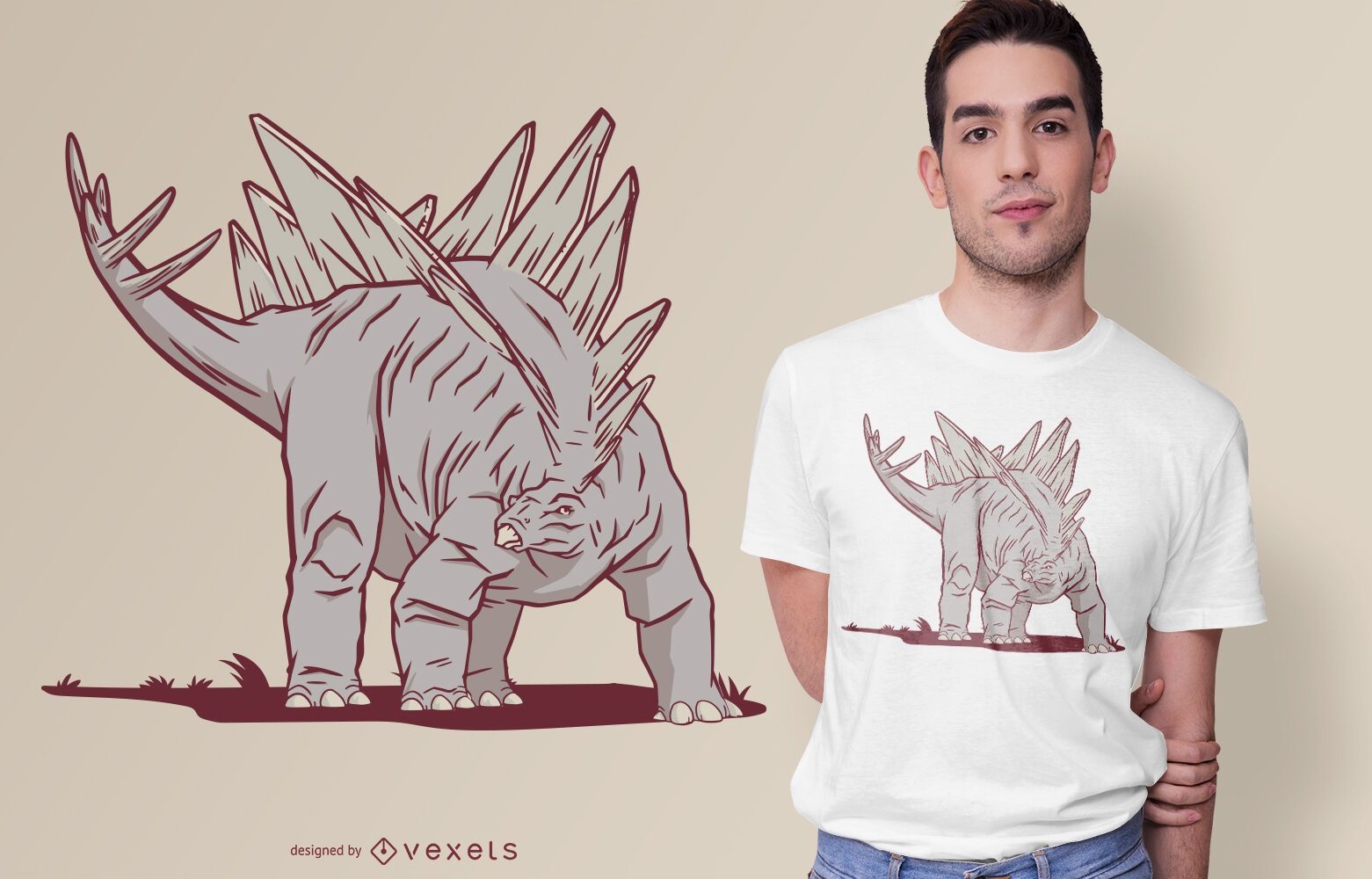 Design de camiseta do dinossauro estegossauro