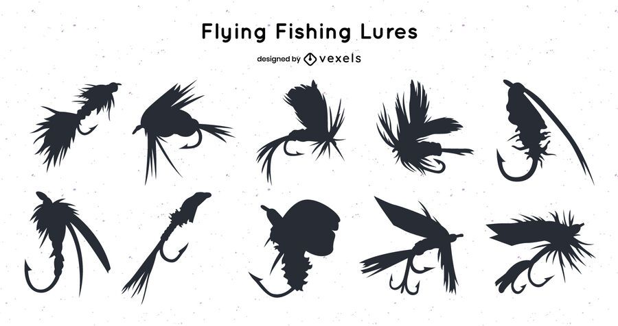 Download Flying Fishing Lure Silhouette Pack - Vector Download