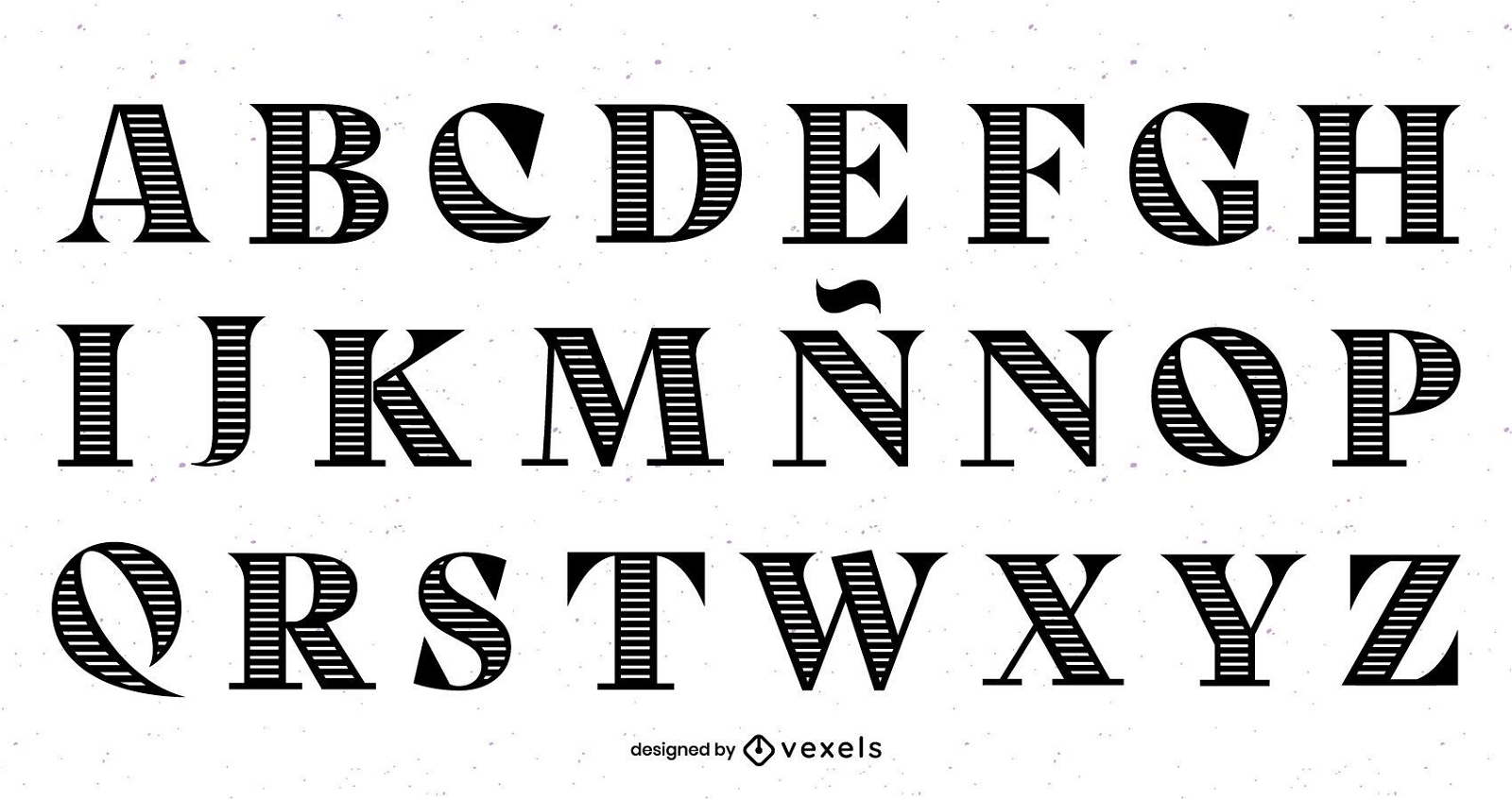 Conjunto de letras de rayas del alfabeto